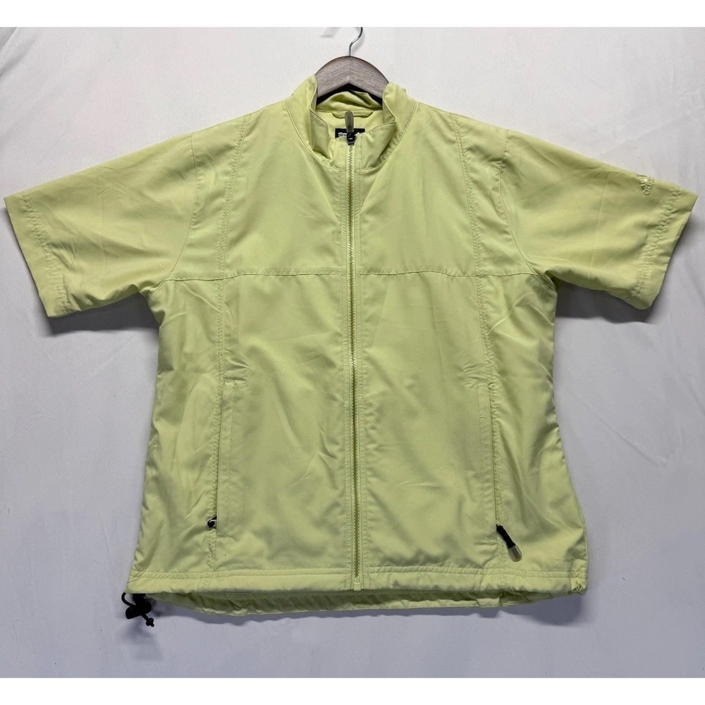 Adidas Climaproof Golf‎ Jacket Womens Medium Lime Yellow Full Zip Windbreaker